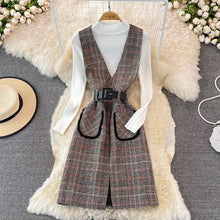 Load image into Gallery viewer, Plaid Vest dress &amp; sweater set
