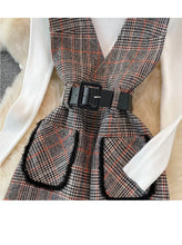 Load image into Gallery viewer, Plaid Vest dress &amp; sweater set
