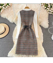 Load image into Gallery viewer, Plaid Vest dress &amp; sweater set
