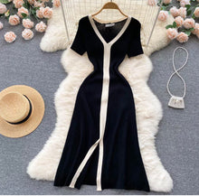 Load image into Gallery viewer, Korean V-neck knitted dress
