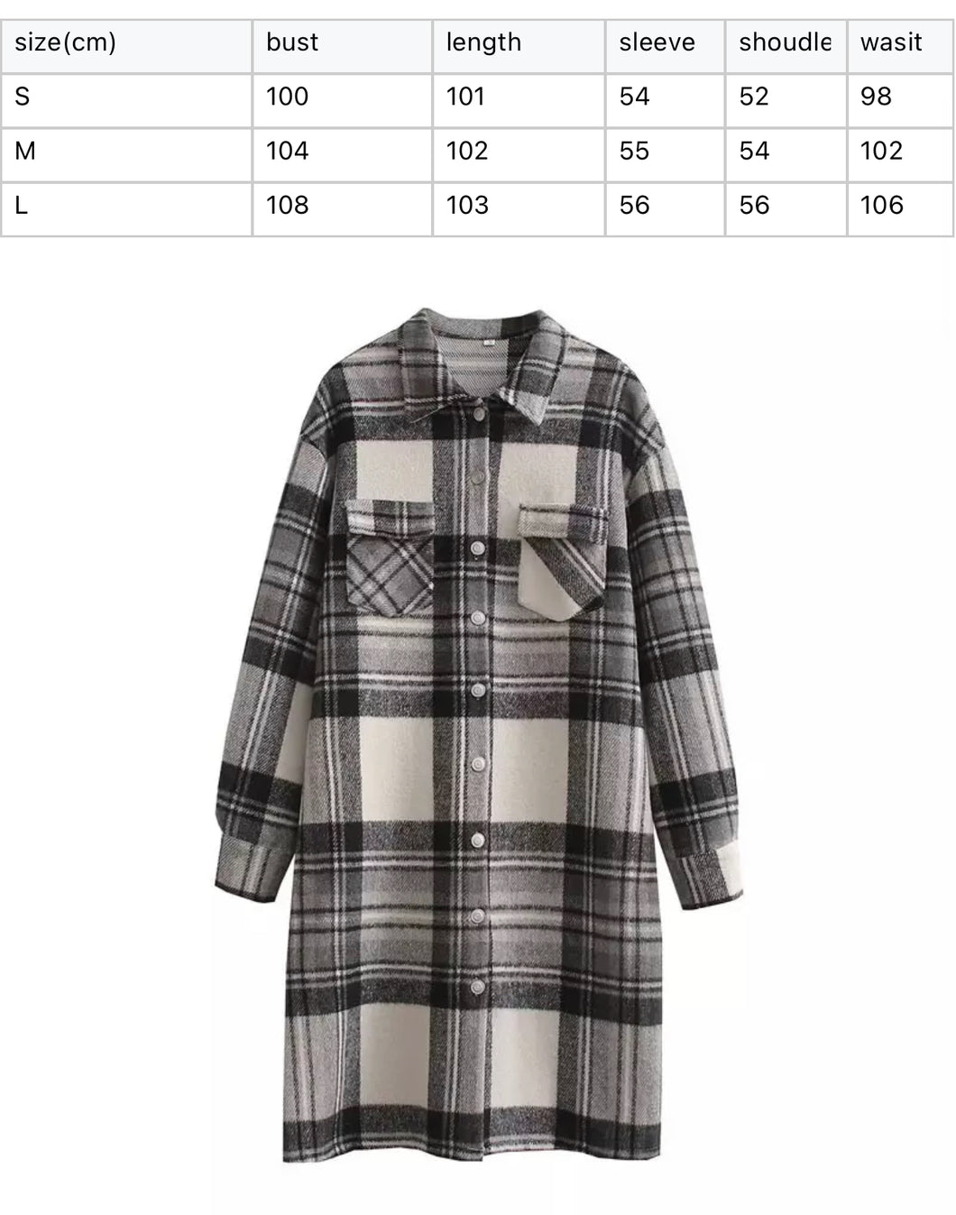 Chic Plaid Print Long Coat