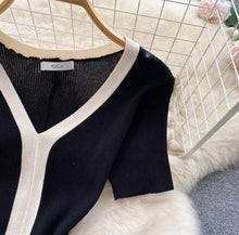 Load image into Gallery viewer, Korean V-neck knitted dress
