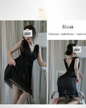 Load image into Gallery viewer, Mesh transparent nightdress + panty
